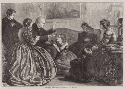 Kerstverhalen vertellen door John Everett Millais